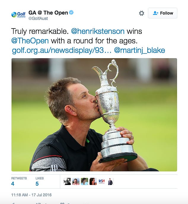 Claret Jug Henrik Stenson